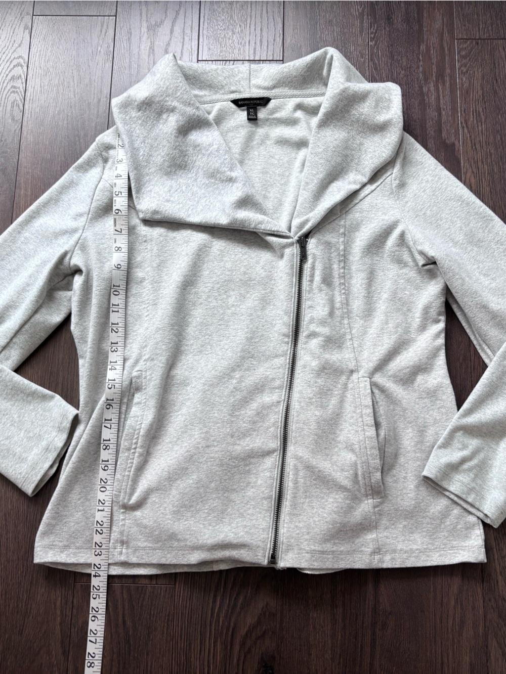 ⚡ Banana Republic Grey Asymmetrical Zip Jacket XL - Picture 4 of 9